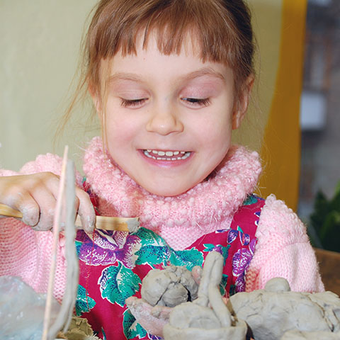 Children making art