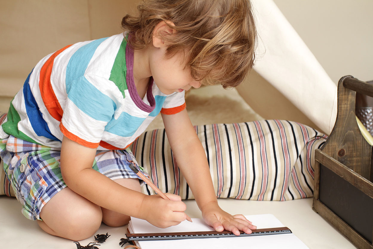 A child engaged in meaningful learning